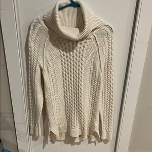 bebe Women's Cream Cable Knit Turtleneck Sweater